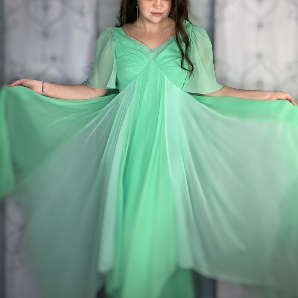 Vintage Flowy Fairy Princess Layered Chiffon Dress